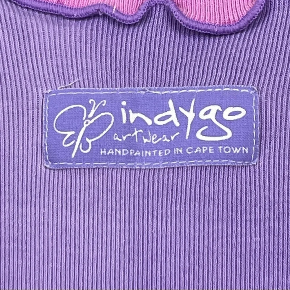 Indygo Artwear pink & purple handpainted floral ruffled 2 piece set, size 4.